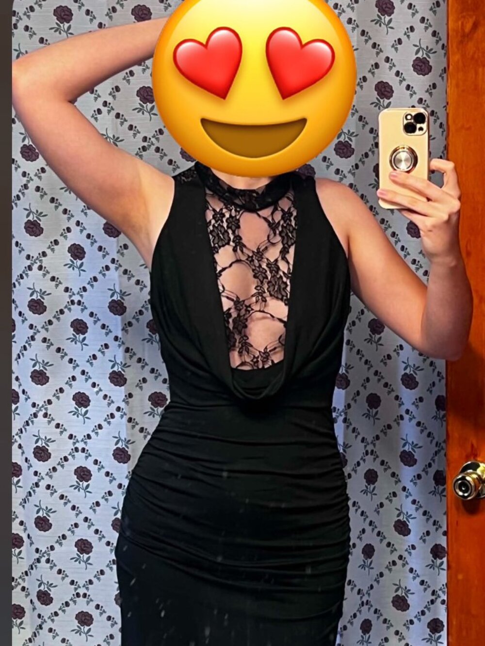 Women's Black Lace Detail Maxi Dress
